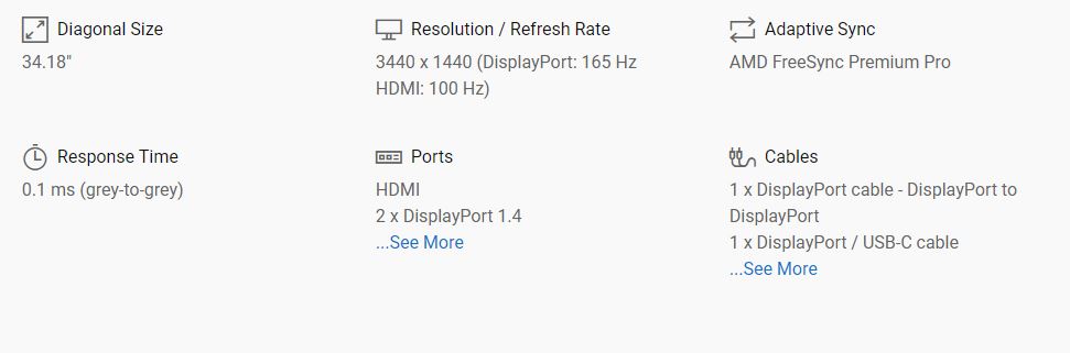 Dell Alienware AW3423DWF 34" Curved Monitor (Platinum)