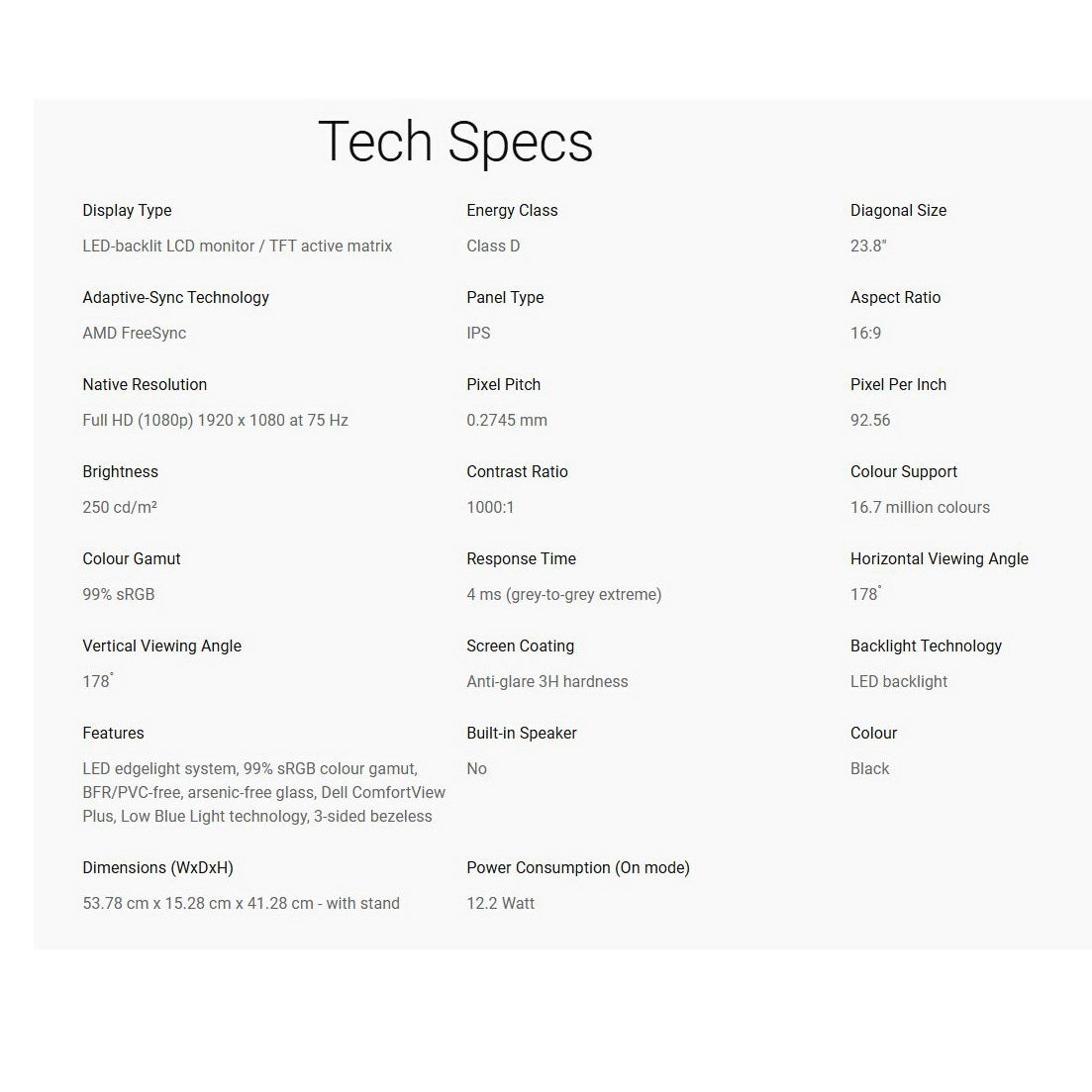 Dell 24" S2421HN FHD Flat Panel LCD Monitor (Gold)